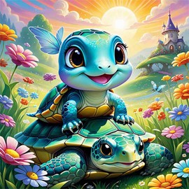 OFRKE - Kits de pintura de diamantes de tortuga marina para adultos, kits de pintura de diamantes de tortuga marina para adultos principiantes, kits de manualidades de diamantes de imitación completos