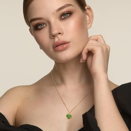 Spinning Lucky Four Leaf Clover Necklace Jade Necklace Gold Necklaces for Women Handmade Necklaces Pendant Necklace