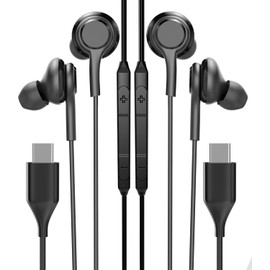 USB C Headphone(2Pack) Type C Jack Wired Earbud with Microphone for Pixel 7 Pro Galaxy S23 S22 S20 S21 Ultra Note 10 20 Z Flip Fold A8s MacBook 2023 Android Noise Cancelling Headset