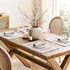 ZeeMart Artisanal Grid Decorative Linen Placemats Set of 6, Ivory