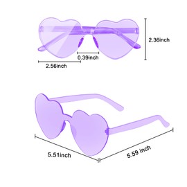 AEAHALY 10 Pairs White Red Pink Blue Purple Green Heart Sunglasses Bulk for Women and Men, Transparent Heart Shaped Sunglasses Heart Glasses Effect Heart Glasses Bachelorette Bride Party Favors