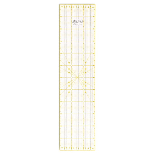 Elan Multi-functional Ruler, Ruler, Sewing Machine Quilt, Craft Supplies, Recommended for Use with 23.6 x 5.9 inches (60 x 15 cm) Cutter Mat | For Patchwork, Sewing, Drawing, Cutting