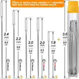 55 PCS Large-Eye Blunt Needles, Large Eye Sewing Needles, 11 Sizes Hand Sewing Needles, Knitting Needles, Yarn Needles, Embroidery Needle, Quilting Needles with 4 Threaders, Weaving Stringing Needles