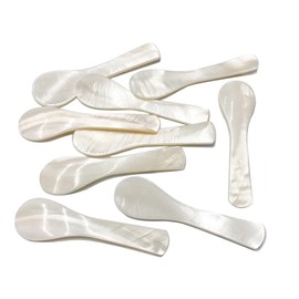 Pmnzdy Handmade Caviar Spoon, Mother of Pearl Spoon, Egg Spoon, Mother of Pearl Spoon with Round Handle, Shell Spoon, Caviar Spoons for Caviar Eggs, Serving, Pack of 10