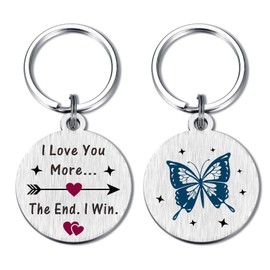 FALOGI I Love You Keyring, Wedding Anniversary Keychain for Couple - I Love You More The End I Win - Love Gifts for Him Her