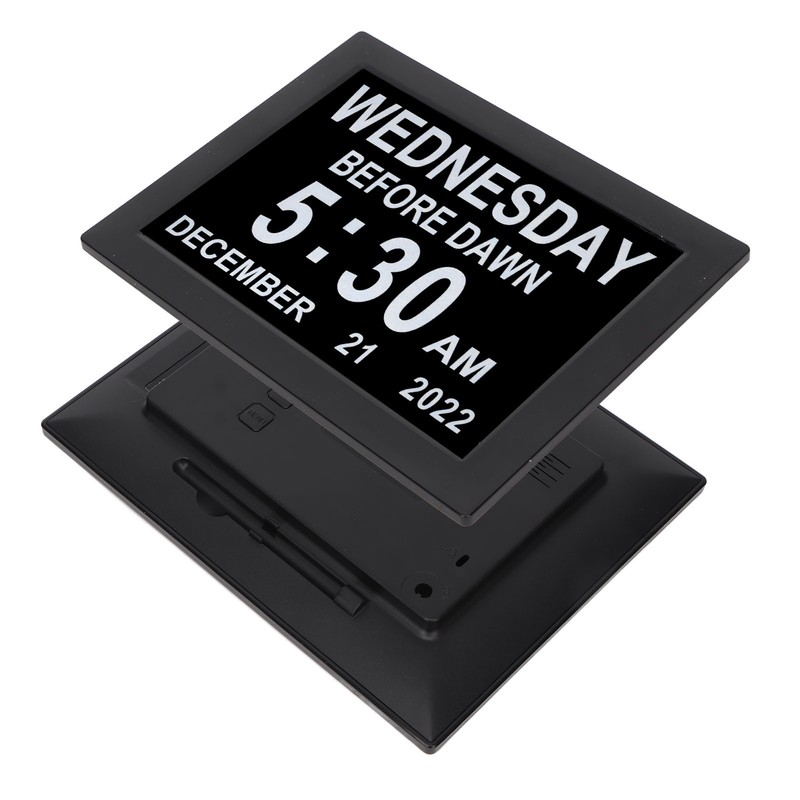 8inch Digital Day Calendar Clock Alarm Reminders Auto Dimming Large