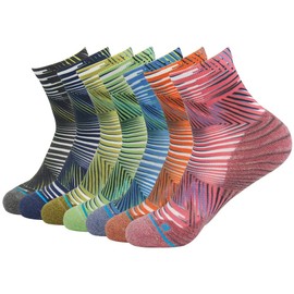 HUSO Running Socks Wicking Digital Printing Assorted Quick Dry Running Bulk St Patrick's Day Socks With All Styles 7 Pairs for Unisex (7 Colors, L/XL)