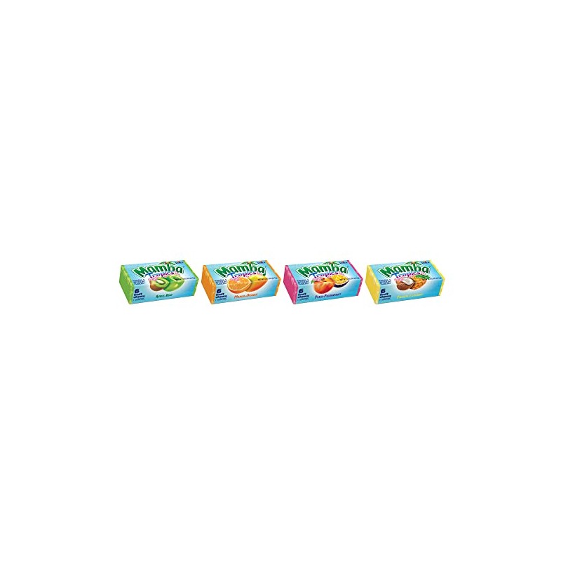 Mamba Tropics Fruit Chews Candy, 6 Pieces (Pack of 48)