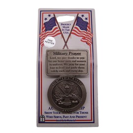 Army Pewter Prayer Clip, Visor or Money Holder, Faith & Service Gift, 2.5 Inches