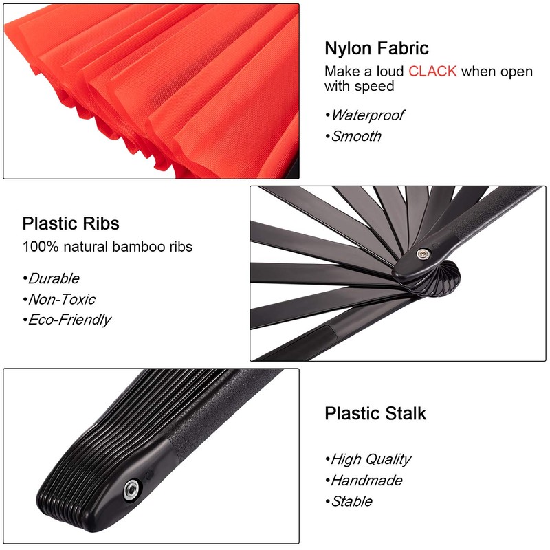 Maitys 2 Packs Large Clap Fans for Line Dancing Large