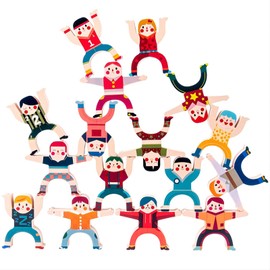 Sipobuy Wooden Blocks Stacking Balancing Games, Preschool Toddler Educational Toys for 3 4 5 6 Years Kids Boys Girls (16pcs Hercules)