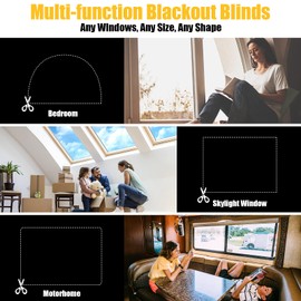 Blackout Blinds Stick On, 300x145cm Portable Blackout Blinds, 100% Blackout Material For Any Window, Temporary Blackout Blinds No Drill Blinds Curtains For Nursery Bedroom Office Apartment