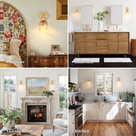 Shenmoyl Vintage Battery Operated Wall Sconce, Rechargeable Battery Wall Sconces with Remote Control, Wireless Dimmable LED Light for Bedside Indoor Living Room (Amber Lily)