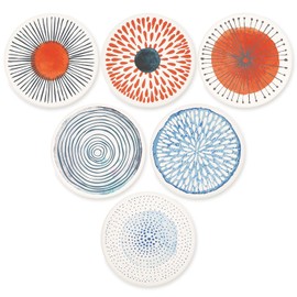 AD Juego de 6 posavasos para absorber bebidas, redondos, de cerámica, con base de corcho, tapete de protección de mesa para tazas y tazas, oficina, cocina (serie colorida)