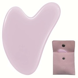 Gua Sha Facial Tools, Jade Gua Sha Stones Massage Scraping for Physical Therapy, for Face, Eyes, Neck and Body (Pink)
