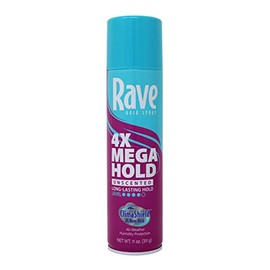 Rave 4X Mega Aerosol Hairspray, Unscented 11 oz (Pack of 7)