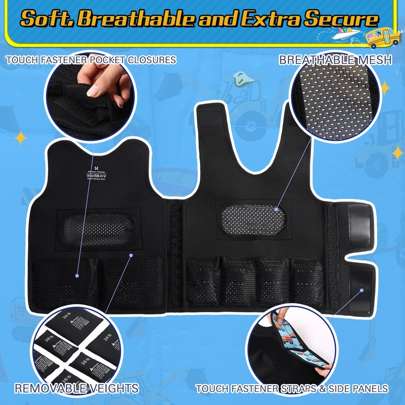 Janmercy Weighted Vest for Kids Boys Adjustable Breathable Girls Compression