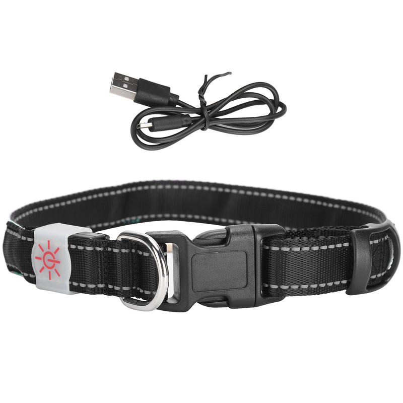 USB Rechargeable LED Pet Adjustable Carved Collar Dog Lighting Night