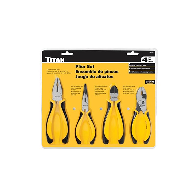 Titan 18404 4-Piece Plier Set With TPR Grips