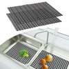 2Pcs Kitchen Sink Protector Mat,11.8x15.7inch Non-Slip Sink Protector,Adjustable Stainless Steel/Ceramic