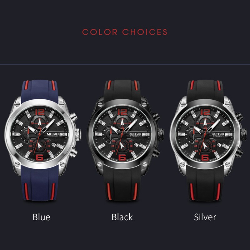 MEGIR 2063 Multifunctional Luminous Chronograph 3ATM Waterproof Men's Sports Watch