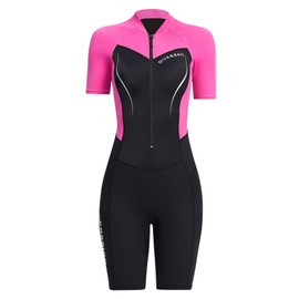 Women Short Sleeve Wetsuit Surfing Scuba Diving Suit Neoprene Zipper Dive Skin Wetsuit UPF 50+ Full Body Wetsuits for Snorkeling Swimming Sailing Canoeing S