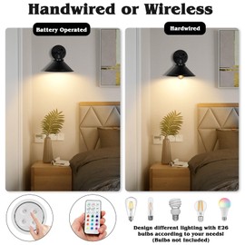 Battery Wall Sconces Set of Two, Battery Operated Sconces, Dimmable Cordless Wall Sconce, RGB Fabric Wall Lights No Hardwired Need, Suitable for Bedroom Living Room Corridor Kitchen