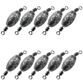 Uenhoy 10 Pcs Fishing Weights Inline Trolling Fishing Sinker Tackle with Inner Swivels, Oval Drop Casting Fishing Weight Sinkers, 3/4 oz (20g)