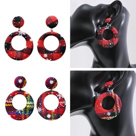 MEISH Christmas Earrings Buffalo Plaid Dangle Earrings Christmas Snowflake Earrings Christmas Hoop Earrings for Holidays Christmas Birthday Gifts (A)