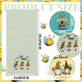 FuWeave 3 Pcs Summer Hand Towels for Bathroom 29.5 x 13.8'' Cotton Embroidered Decorative Absorbent Soft Bath Hand Towels for Bathroom Kitchen Gift Decor(Yellow,Bee)