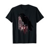 Black Crow Silhouette Distressed USA Flag Dystopian Artwork T-Shirt