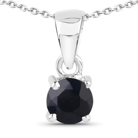 Schmuck-Schmidt -0.60ct Sapphire Pendant Necklace 925 Sterling Silver, Sterling Silver, Sapphire
