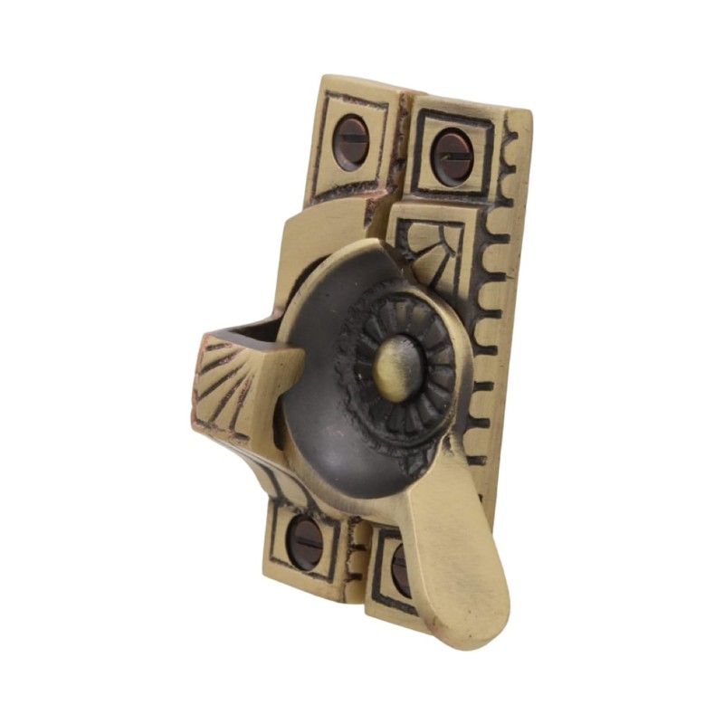 Victorian Style Window Sash Lock in Hand Highlighted Bronze