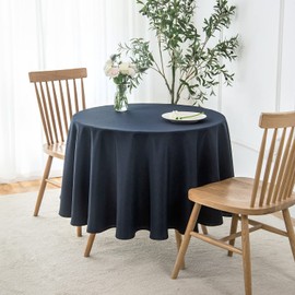 maxmill Round Linen Looking Textured Tablecloth Spill-Proof Wrinkle Free Soft Jacquard Table Cloth for Circular Table Cover, for Dining Room Buffet Banquet Parties Holiday Dinner, 70 Inch Navy Blue