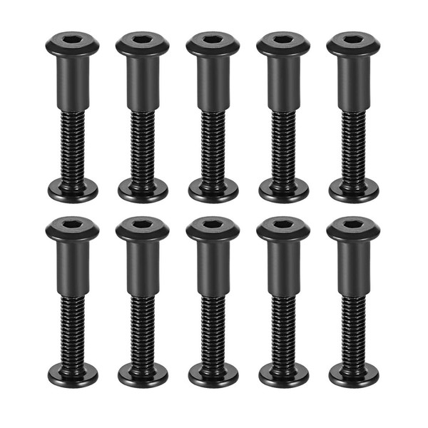 uxcell Screw Post Fit for 5/16"(8mm) Hole Dia, Male M6x40mm Binding Bolts Leather Fastener Carbon Steel Black 10 Sets