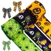 3 Rolls Halloween Ribbons Bat Spider Web Printed Ribbon Wired