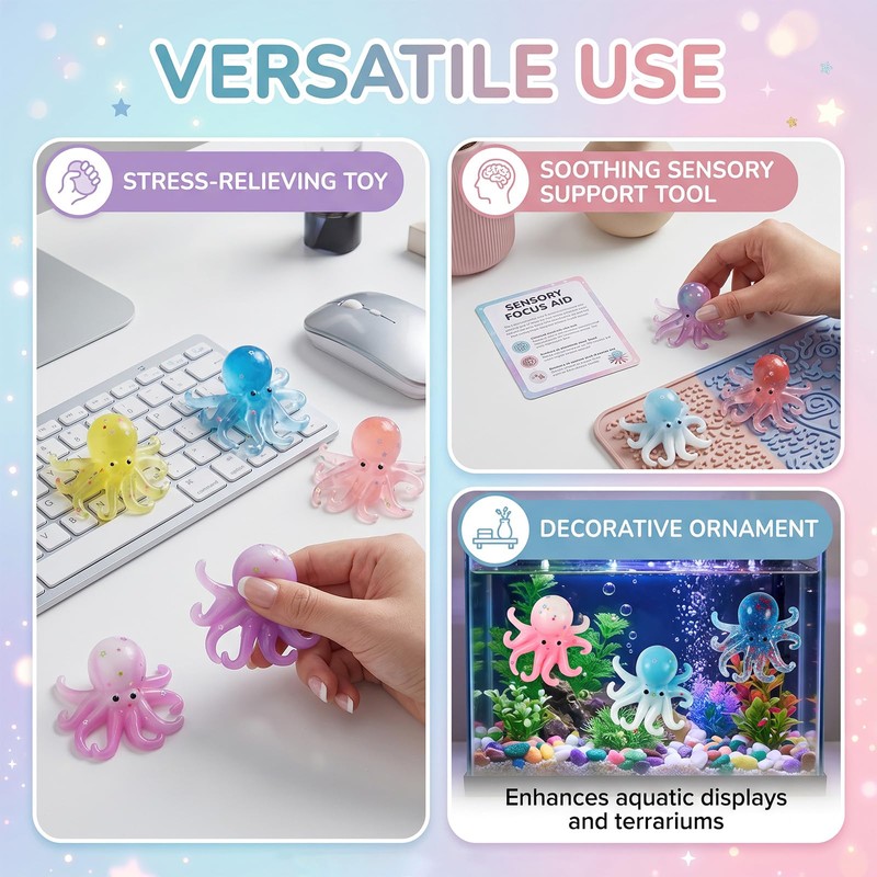 6 Pack Octopus Squishies, Slow Rising Squishies Octopu Stress Relief