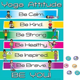 Really Good Stuff Children’s Yoga and Mindfulness Kit, Yoga for Kids with 24 Chips with Poses, Instruction Card and Poster- Encourage Students to Exercise, be Calm and de-Stress