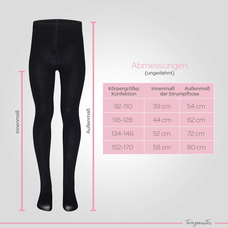 tanzmuster ® Lena Girls' Ballet Tights (Size 92-170) No Scratching