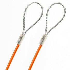 1ft Made to Order in USA Security Cable with Two End Loops Galvanized Steel Wire Rope 1/16" Vinyl Coated to 1/8", Aluminum Sleeves (1 feet, Orange)
