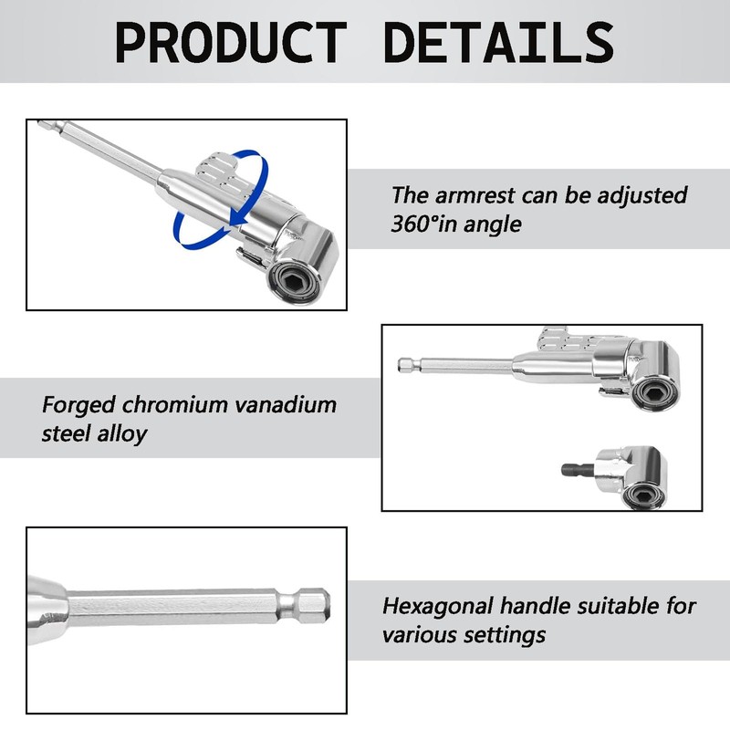 2 Pcs Right Angle Drill Attachment, 105 Degree 1/4 Right