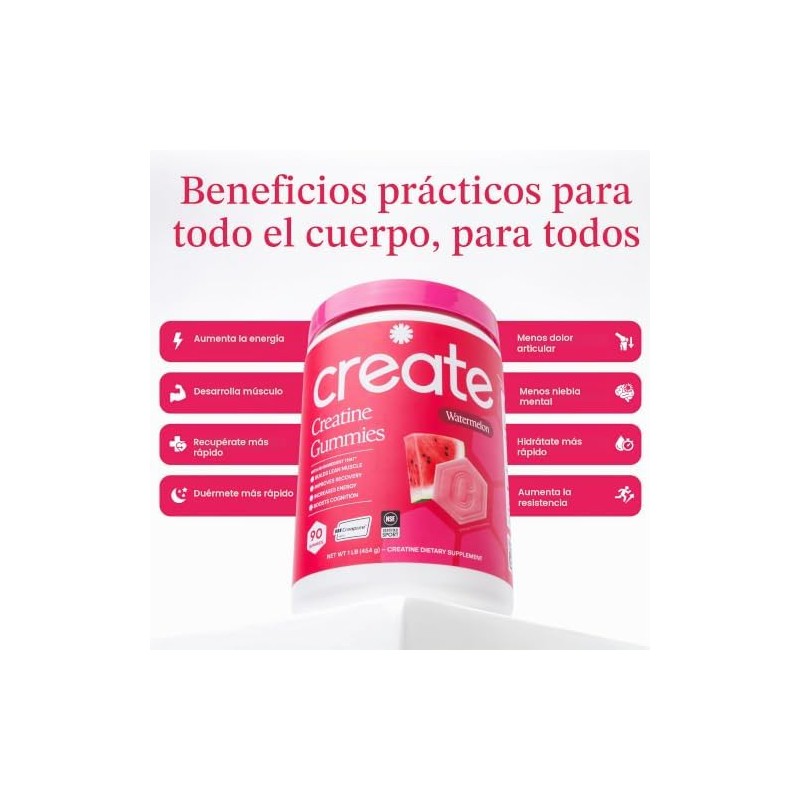 Create- Gomitas de Creatina Monohidrato para Hombres y Mujeres Aumentar
