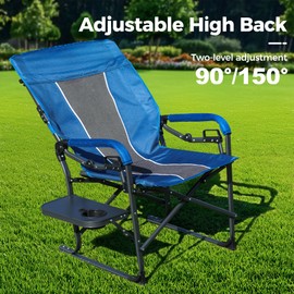 ALPHA CAMP Adjustable High Back Director Chair Heavy Duty Camping Chairs with Side Table Oversized Folding Chair Outdoor Chair Lawn Chair with Cup Holder for Lawn, Sports and Fishing,2PC
