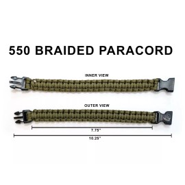 Unbranded 2-PACK Braided 550 Paracord Bracelet Tactical Handle with 7/8" Buckle USA Seller - Olive