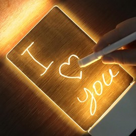 BABADEE'S Creative Led Night Light Note Board Message Board with Pen USB Power Decor Night Lamp Message Board 3D Lights (Rectangle)