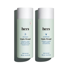 himshers HERS- Set de champú y acondicionador Triple Threat para mujer espesante, hidratante y reduce la caída del cabello