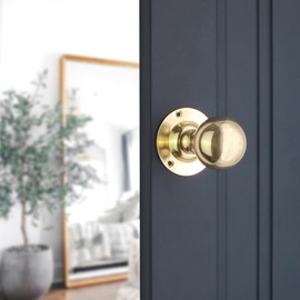 Infinity Decor Victorian Period Ball Round Door Mortice Knobs Handles Set Brass - Nickel - Antique 45mm (Brass)