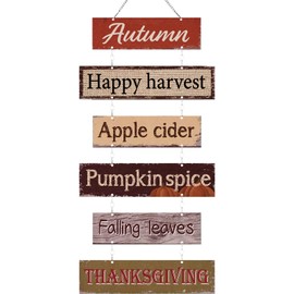 Hotop Fall Decorations for Home Thanksgiving Hanging Signs Autumn Indoor Outdoor Fall Decor for Door Signs Wooden Wall Plaque Thanksgiving Hanging Wall Decor for Home Hanksgiving Office Decor