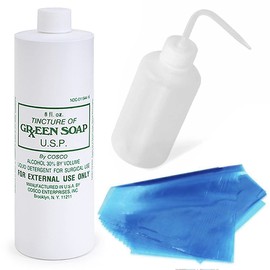 8oz Cosco Green Soap Pack w/ 8oz Squeeze Bottle & 10 Bottle Covers (8oz)