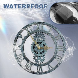 Taodyans Outdoor Wall Clock 30 cm Vintage Garden Wall Clock Waterproof Retro Outdoor Wall Clock Kitchen Living Room Wall Clock Industrial 3D Wall Clock - Ticking (Green)